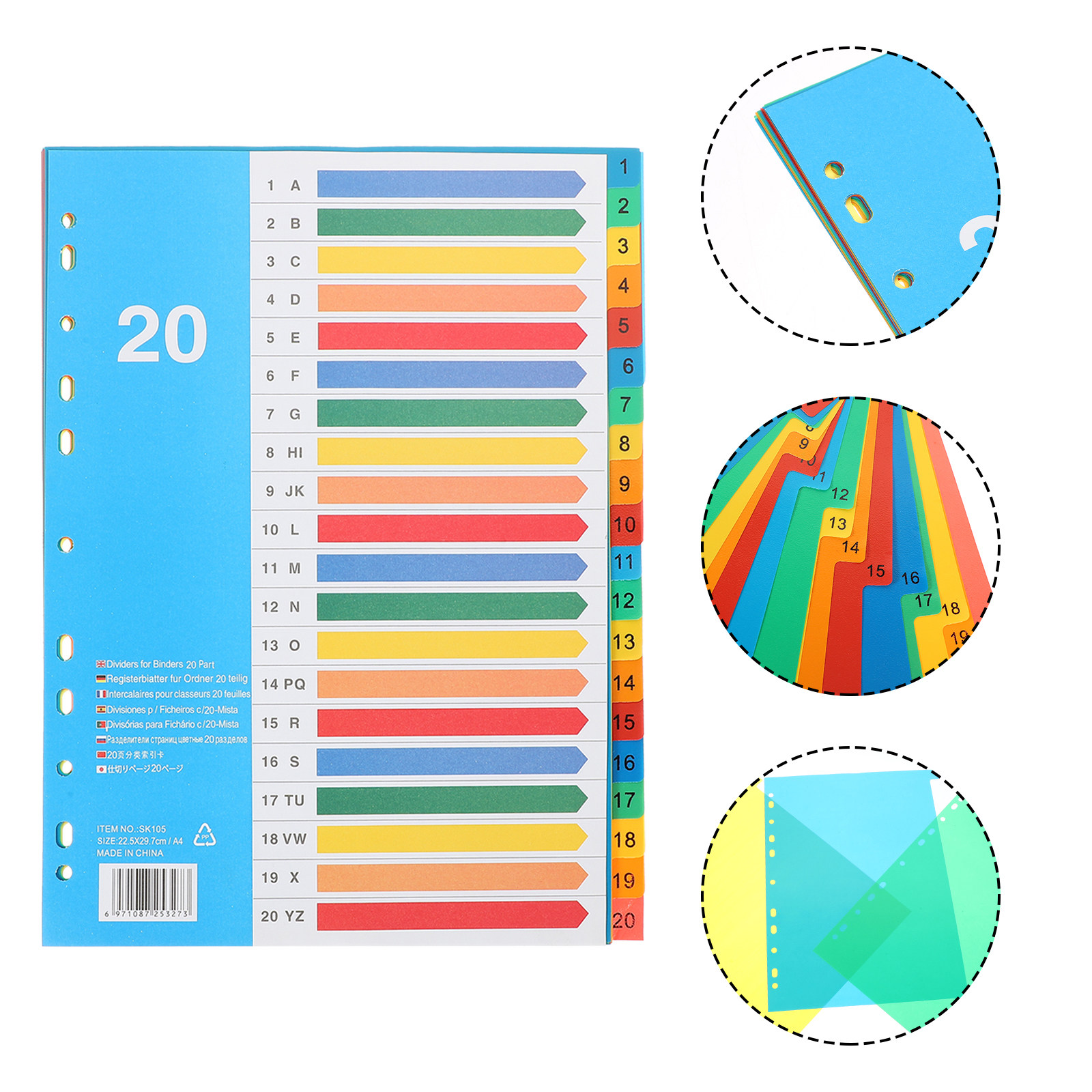 Tab Divider A4 - 5 Adet Renkli Plastik Bölücü, Ofis